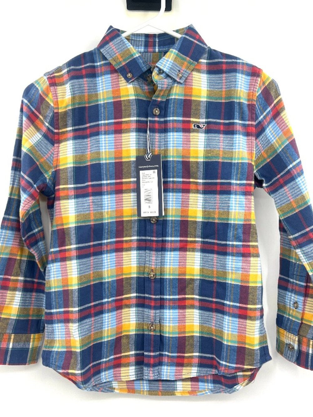 NWT Vineyard Vines Boys Pocket Flannel Shirt in Moonshine Plaid Small